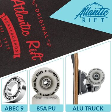 Скейтборд Monzana в комплекті дошка ABEC 9 кулькових підшипників 85A PU колеса 9-шарове кленове дерево 80x24см лонгборд подвійний