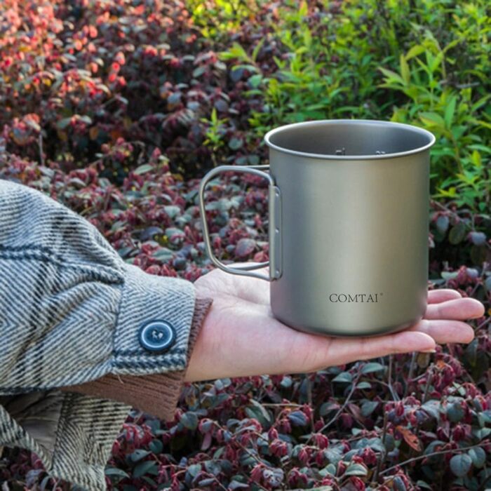 Набір посуду для каструлі, чашки, жорсткого простору, титановий, дорожній рюкзак, похідний, 300 мл (з кришкою та без маркування об&39єму)