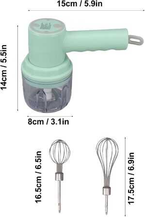 Багатофункціональний віночок TOPINCN, портативний ручний міксер, акумуляторний електричний подрібнювач часнику, м'ясорубка, електричний ручний міксер, випічка, торт, кремовий віночок (зелений)