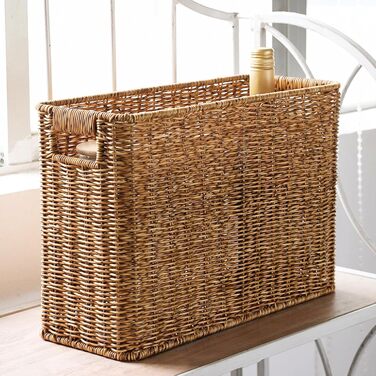 Багатофункціональний кошик для журналів Baoblaze з ротанга, що нагадує кошик, для вітальні, світло-коричневий