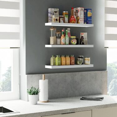 Настінні полиці, білі, плаваючі, 3 шт. и, виготовлені з дерева, настінне кріплення, декоративні дерев&39яні полиці для вітальні, спальні, ванної кімнати, 40 см x 12 см x 1,5 см