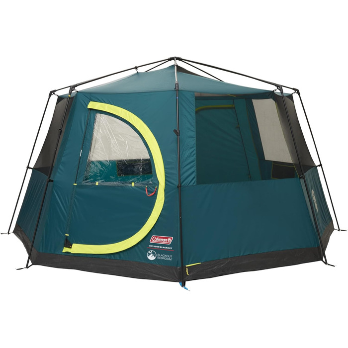 Восьмикутник Coleman з великими вікнами, панорамний огляд на 360, стабільна конструкція зі сталевих стовпів, повністю інтегроване підлогове покриття, просте встановлення, 100 водонепроникний, зелений/затемнюючий, одинарний