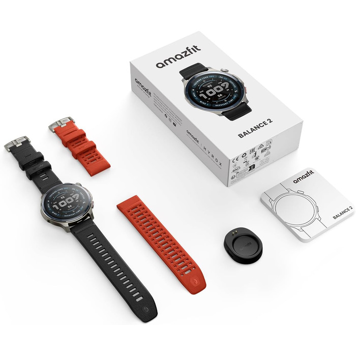 Розумний годинник Amazfit Balance 2 47 мм 1,5-дюймовий AMOLED із сапфіровим склом, офлайн-карти, дводіапазонний GPS, 21 день роботи від батареї, понад 170 спортивних режимів, режим HYROX та гольфу, відстеження серцевого ритму та сну для Android та iPhone
