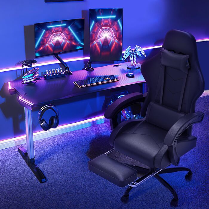 Масажне ігрове крісло Devoko, комп'ютерне офісне крісло з підставкою для ніг, гоночне геймерське крісло 150 кг, регульована на 90-