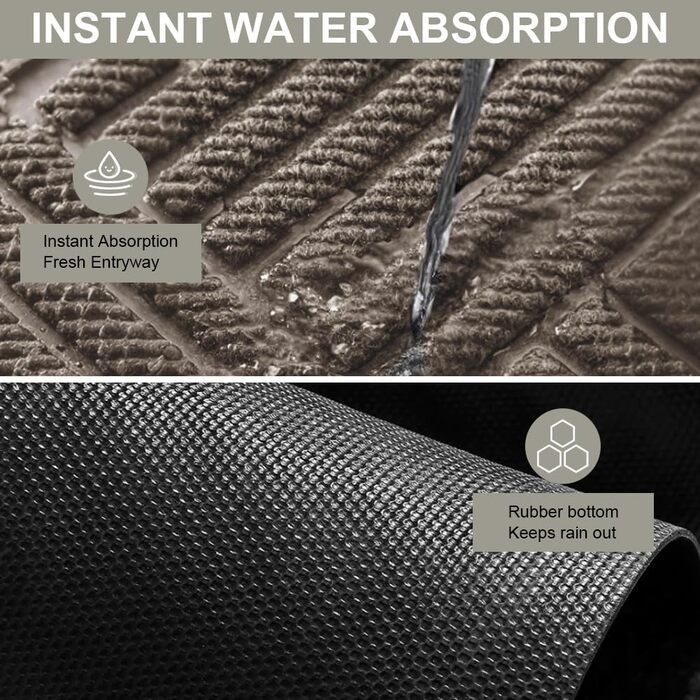 Напівкруглий килимок для дверей 50x80 см, нековзкий, для використання всередині/зовні, миється, стійкий до атмосферних впливів, брудозатримуючий килимок (коричневий)