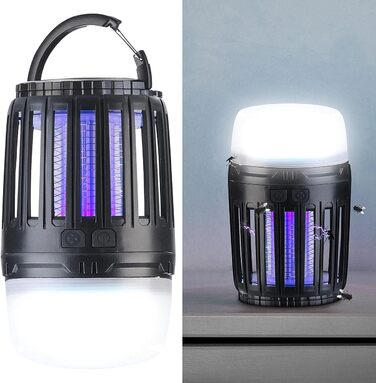Ліхтар від комарів Exbuster УФ-засіб від комах 2-в-1 та кемпінговий ліхтар з акумуляторною батареєю, регульованою яскравістю, USB (кемпінговий ліхтар від комарів, лампа від комарів, настільна лампа на батарейках)