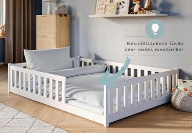 Дитяче колективне дитяче ліжко Підлогове ліжко 140x200 см із захистом від падіння та рейковим каркасом Ліжко Монтессорі Ліжко-розк