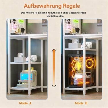 Ігровий стіл 100 x 50 см з перфорованою дошкою, розеткою, невеликим комп&39ютерним столом з двосторонніми полицями та сумкою для зберігання для домашнього офісу, білий 100 x 50 см