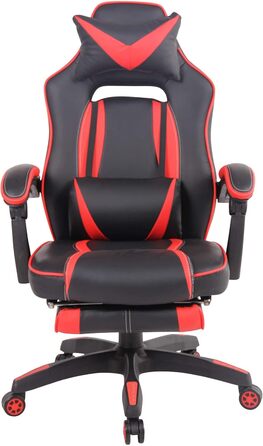 Ігрове офісне крісло CLP з підігрівом та оббивкою зі штучної шкіри Ігрове крісло з підставкою для ніг Регульована висота Комп&39ютерне крісло з підлокітниками, колір чорний/червоний