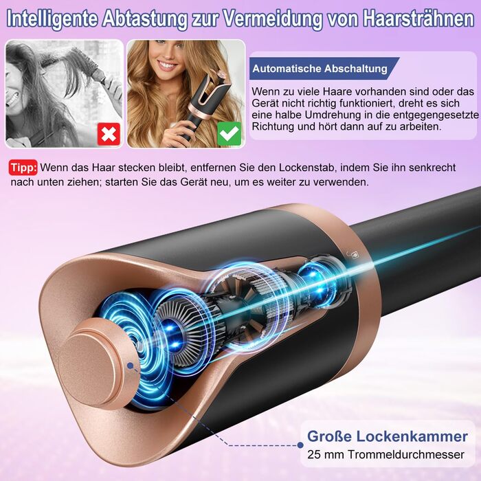 Автоматична плойка COMEIN, плойка для завивки великих локонів Автоматична 4 температури, захист від ошпарювання і знімається для ч