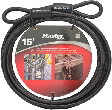 Оцинкований сталевий трос Master Lock 15 з петлевими кінцями 72DPF, трос 15 футів