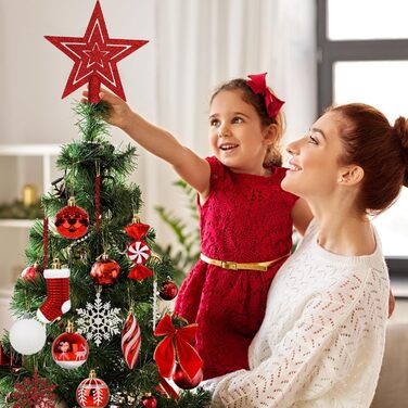 Набір різдвяних прикрас із 135 предметів червоні Miaikoe