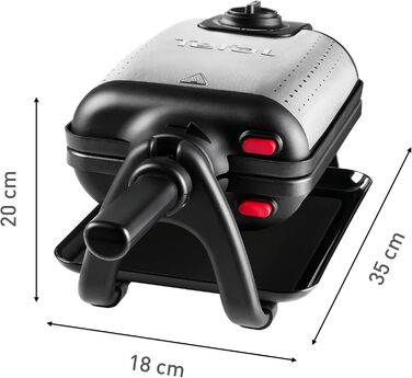 Вафельниця Tefal King розміру WM756D Подвійна вафельниця для 2 бельгійських вафель Функція обертання Листи з антипригарним покриттям товсті вафлі Регулятор температурилегке очищення 120 Вт 1 л