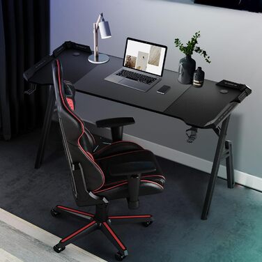 Ігровий стіл Storeo Imp, 140 x 60 см, МДФ / сталь / вуглецеве волокно, чорний