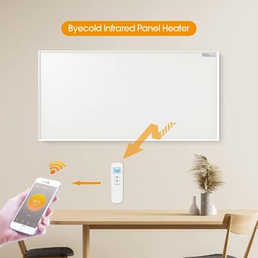 Інфрачервоний обігрівач Byecold з термостатом, 700 Вт, пульт дистанційного керування за допомогою застосунку, інфрачервоний настінний електричний обігрівач, енергозберігаюча настінна нагрівальна панель, енергозбереження, захист від перегріву