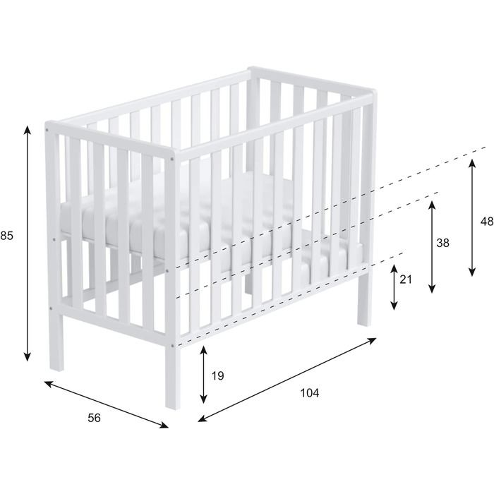 Дитяче ліжечко/спальне місце Love For Sleep 100x50 см з пінопластовим матрацом сірого кольору Paris Дитяче ліжко Baby Bed Wood - Дитяче ліжко Дитяче ліжко, Ліжечко-трансформер, дитяче ліжко сірого кольору Без шухляди