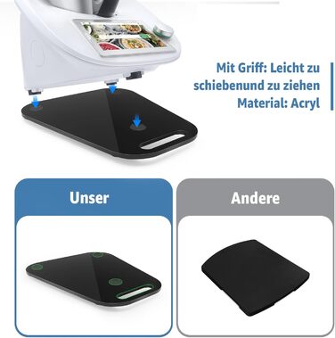 Розсувна дошка для Thermomix TM6, акрилова розсувна дошка для аксесуарів, швидкорухома дошка для кухонного комбайна Thermomix Vorwerk TM 6 Аксесуари Pad Board Acrylic Black