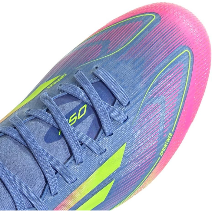 Футбольні бутси Adidas Damen F50 Pro Firm Ground Mid Top, розмір 44 2/3 EU, синій, Fusion, лимонний, рожевий