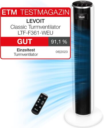 Безшумний баштовий вентилятор Levoit 28 дБ з розширеним режимом сну, вентилятор 7 м/с з дистанційним керуванням, баштовий вентилят