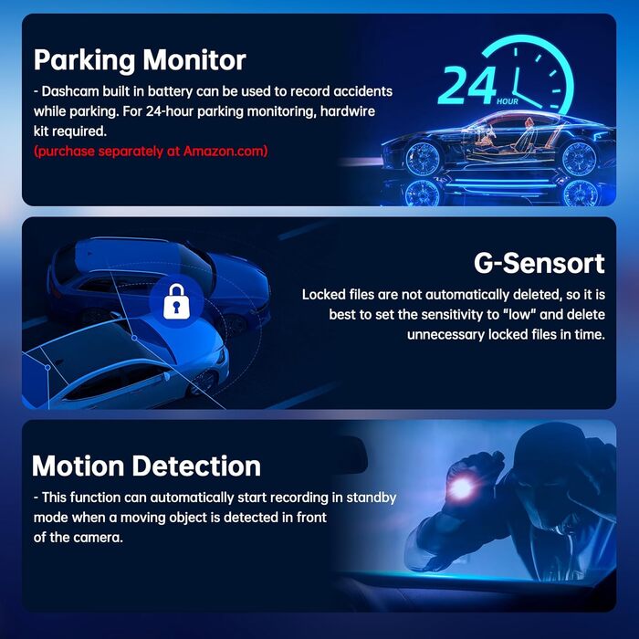 Автомобільна відеореєстраторна камера спереду ззаду, автомобільна камера WiFi/APP управління подвійною відеореєстраторною камерою