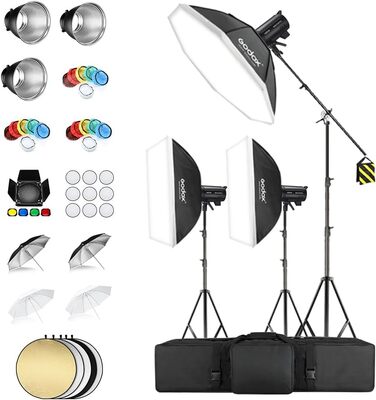 Професійний студійний спалах 400 Вт Bowens Mount APP Control з Softbox Beauty Dish Інтелектуальна пам'ять 2.4G Wireless X System Вбудований вентилятор для студії, 400III-V*3 Kit