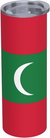 Кухоль з прямою трубочкою, дизайн мальдівський прапор, дорожній кухоль з принтом, підходить для кемпінгу, офісу та дому, 590 мл