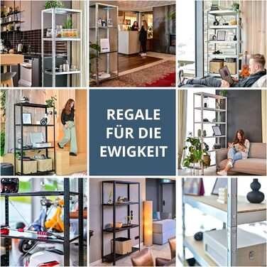 Система стелажів SCHULTE з 4 полицями PowerMAX, вантажопідйомність 65 кг, 180x60x40 см (ВxШxГ), оцинкована (полиця для зберігання, полиця для майстерні, полиця для підвалу, полиця для гаража, металева полиця)