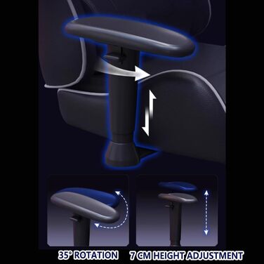 Ігрове крісло, ергономічне комп&39ютерне крісло з підставкою для ніг, що відкидається на 90-145, регульовані 3D підлокітники, потовщене шасі для дому та офісу, чорного кольору