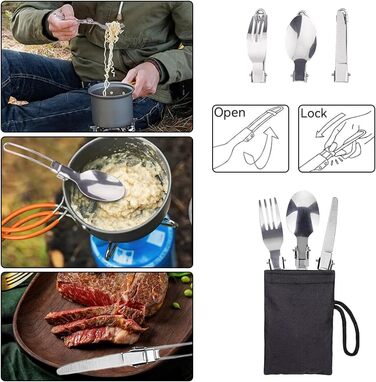 Набір посуду для кемпінгу, портативний, ультралегкий. Складаний посуд каструля, сковорода для туризму, походів та пікніків. Великий об'єм, помаранчевий колір.