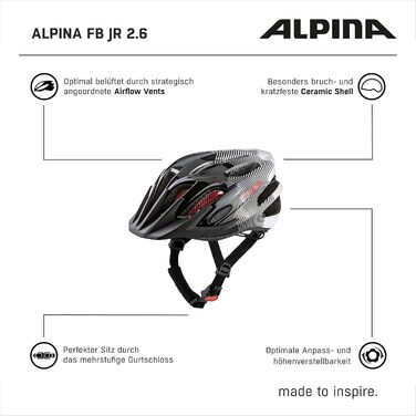 Амортизуючий, легкий та стабільний велосипедний шолом зі світлодіодом для дітей, чорно-біло-червоний, 50-55 см, 2.0 -