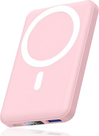 10000mAh Wireless Power Bank with USB C in&Out, 22.5W Small but Strong Magnetic Power Bank for iPhone 16/15/14/13/12 Pro/Pro Max/Plus/Mini (Pink), 10000mAh Wireless Power Bank with USB C in&Out, 22.5W Small but Strong Magnetic Power Bank for iPhone 16/15/