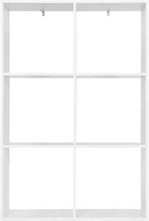 Книжкова полиця WOLTU на 3 рівні, з 6 відділеннями для вітальні, кухні, офісу, окремостояча полиця із захистом від перекидання, як кімнатна перегородка/шафа для документів, 7106x29 см, виготовлена з інженерної деревини, білий колір, 6 відділень (29 Г x 71