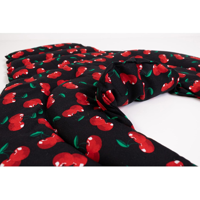 Подушка для шиї для шийного відділу хребта - шия плечі спина - вишнево-чорна - подушка з насінням льону - подушка для шиї з підігрівом - подушка для шиї, вишнево-чорна, з насінням льону