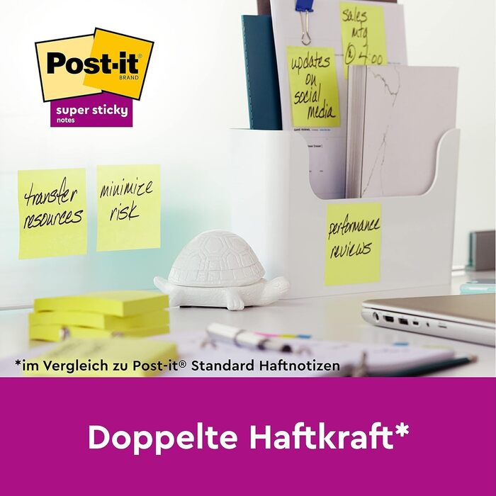 Суперстійкі нотатки Post-it, вигідний набір із 24 блокнотів, 90 аркушів у кожному, 76 мм x 76 мм, колір жовтий - надзвичайно міцні клейкі нотатки для нотаток, списків справ та нагадувань, середні 81 x 81 мм