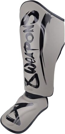 ЗБРОЇ Щитки для гомілок Unlimited 2.0, піщано-чорні, для тренувань та змагань, високоякісна синтетична шкіра та ідеальна амортизація, для муай-тай, K1, MMA, карате та кікбоксингу, 8