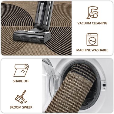Килимок Capslpad для внутрішніх та зовнішніх дверей 80 x 120 см, вигляд джуту, нековзний килимок для уловлювання бруду, тонкий килимок для дверей, який можна прати, килимок для вхідних дверей, вхідної зони, балкону, чорний/коричневий, 80 x 120 см (прямоку