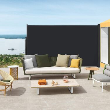 Бічний тент Aufun з алюмінію 200 x 300 см, розсувний непрозорий сонцезахисний тент з настінним кріпленням для балкону, тераси, саду - антрацитовий 200x300 см