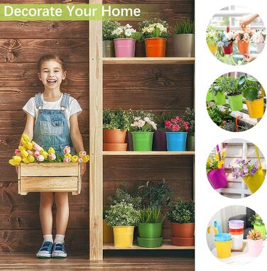 Підвісні горщики для квітів GIOVARA, підвісний горщик для квітів з дренажним отвором, 10 шт. різнокольорових садових горщиків з ін