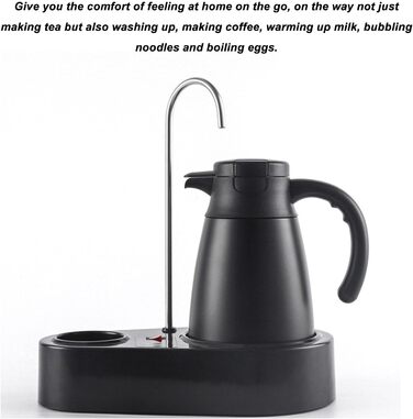 Двошаровий автомобільний чайник Haofy, 1200 мл, швидке нагрівання, безпечний для пиття, дорожня кружка з кришкою для ізоляції окро