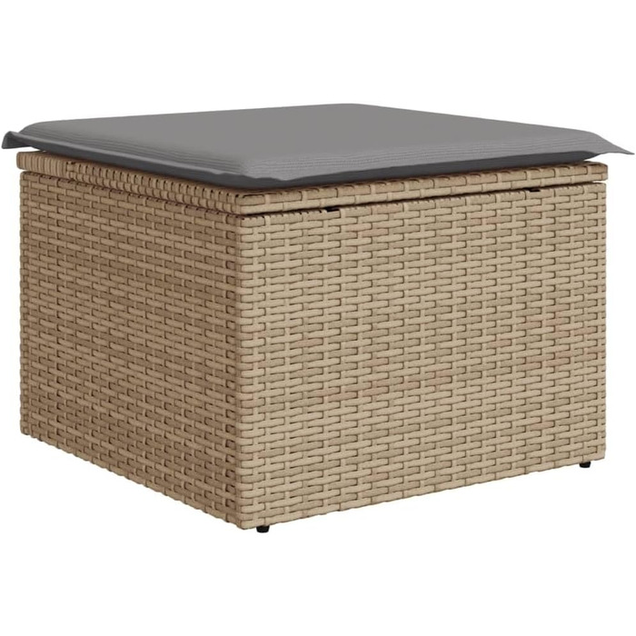 Табурет садовий з подушкою бежевий 55x55x37 см Poly Rattan,366092