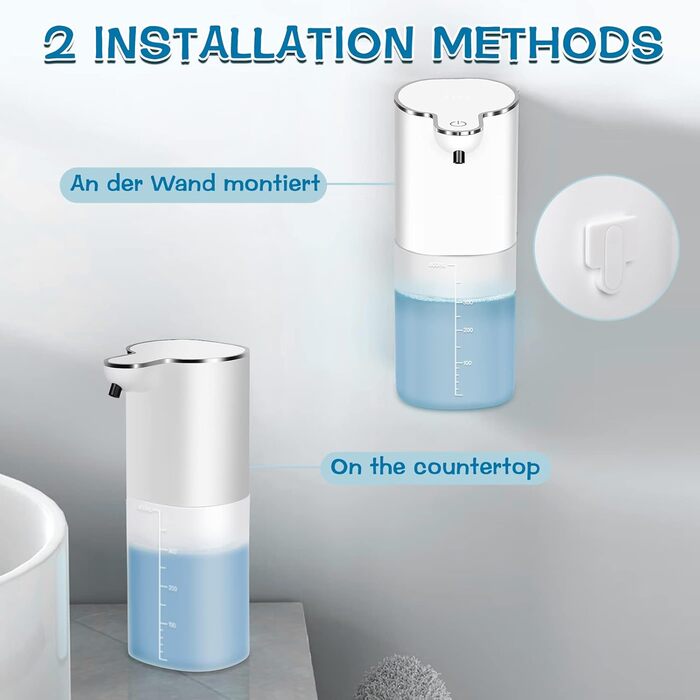 Автоматичний настінний дозатор мила AIBISTAR, індуктивний безконтактний дозатор рідини на 400 мл, регульований перемикач на 4 пере