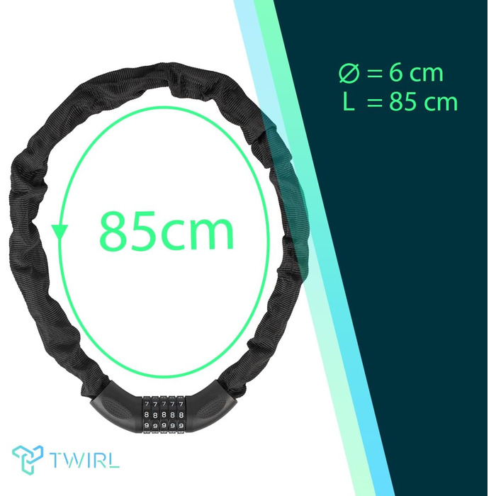 Замок ланцюговий кодовий, сталевий, чорний