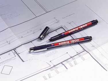 Ручка EDDING 1800 Precision Fine - чорна - 10 ручок - ширина лінії 0,7 мм - Fineliner для точного письма та ескізів - тонкий наконечник у металевій рамці - підходить для лінійок та трафаретів