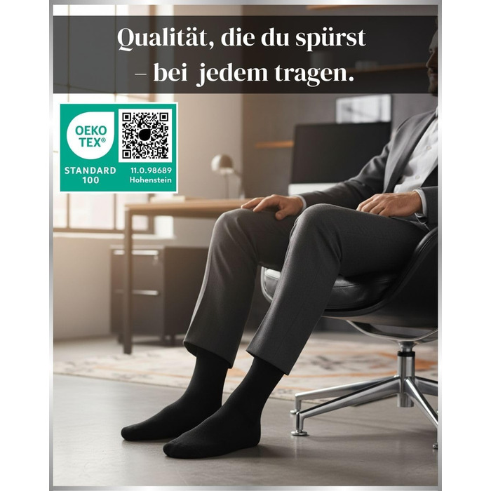 Чоловічі шкарпетки, 10 пар ділових шкарпеток з дихаючої бавовни, безшовні та не пропускають подразнення, класичні шкарпетки, чорні, розмір 43-46