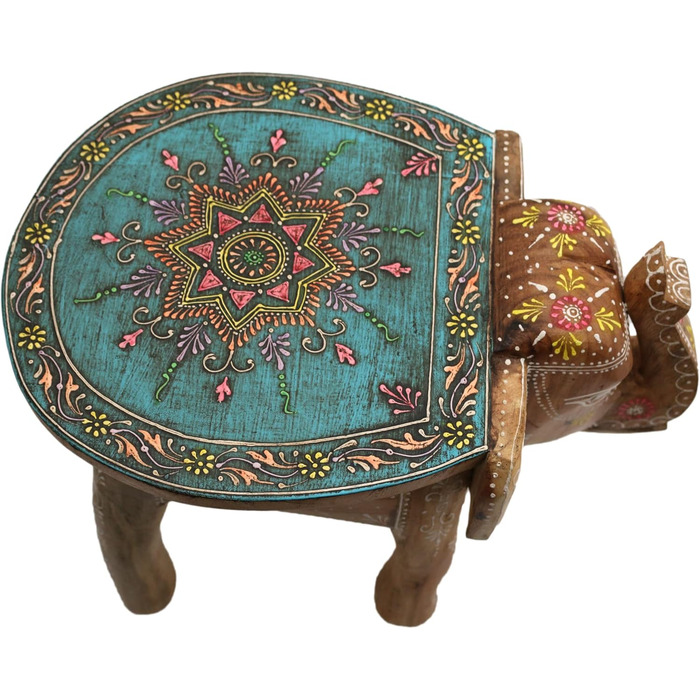 Табурет Gall&Zick Слон ручної роботи Бірюзовий дизайн мандали, дерево манго, приблизно 30 28 42 см декоративний журнальний столик/табурет кольору бірюзи
