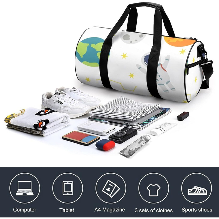 Універсальна дорожня сумка Всесвіт спортивна сумка-мішок для чоловіків та жінок, ідеальна для подорожей, спорту та повсякденного використання. Дизайн з космосом та астронавтами.