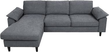 Комплект диванів Mendler HWC-O71, кутовий диван, L-подібний, зона відпочинку ліва/права, тканина/текстиль, дерево, 84x229x140 см - темно-сірий