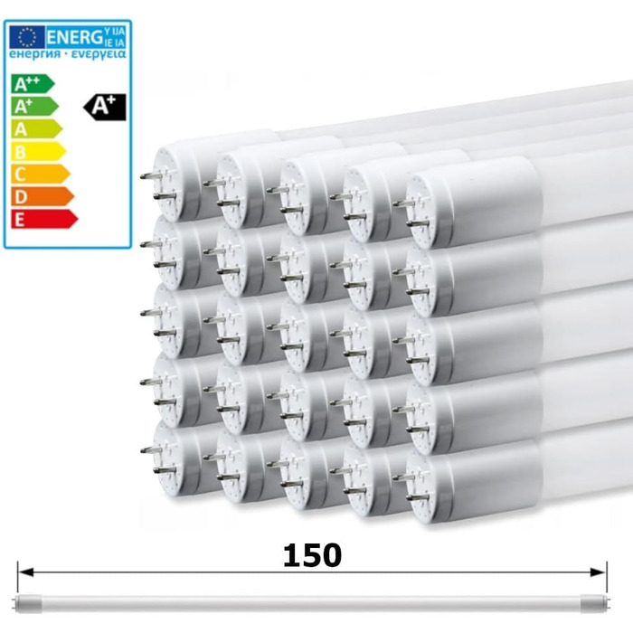 Упаковка LED люмінесцентна лампа 150см GLASS T8 G13 24W неонова трубка трубка лампа трубка трубка (теплий білий), 25-