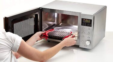 Гриль для мікрохвильової печі Lku, гриль для мікрохвильової печі, сталевий, червоний і чорний, стандарт 25,2 x 14,8 см