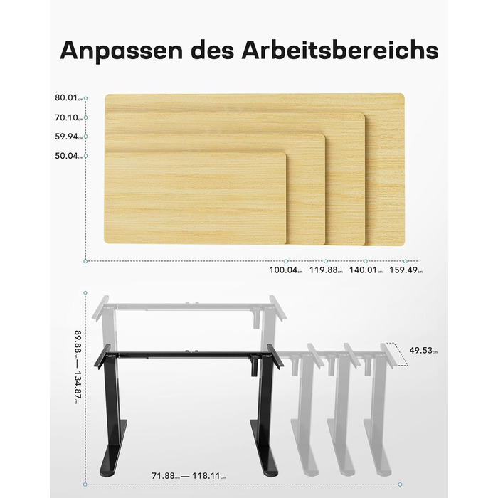 Каркас столу Marsail з регульованою висотою, електричні ніжки столу з потужним двигуном, максимальне навантаження 176 фунтів, для різних робочих столів, регульовані ніжки столу, лише каркас